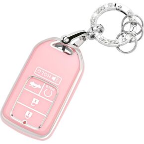 for Toyota Key Fob Cover - Soft TPU Key Case Protector Fit for 2018-2024 RAV4 Camry Avalon Corolla Highlander C-HR Prius Corolla GT86 4 Button with Bling Keychain
