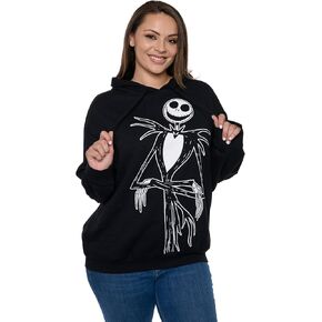 Disney Womens Pullover Hoodie Side Slit Pockets Jack Skellington