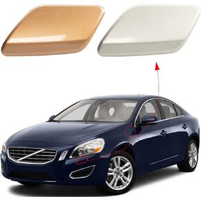 Front Bumper Headlight Washer Nozzle Cover Cap Fit for Volvo S60 2011 2012 2013 39802681 39802699 (Black, Left Driver Side)