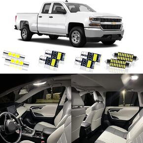 12pcs Silverado Interior LED Light Kit for 2007-2013 Chevrolet Chevy Silverado/GMC Sierra 1500 2500HD 3500HD White 6000K Sierra LED Inside Bulb W/Install Tool