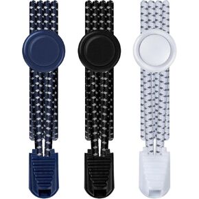 No Tie Shoelaces, Reflective Elastic Shoelaces, Quick Release Shoelaces, Suitable for Adults and Children, 3 Pairs (Black + White + Royal Blue)