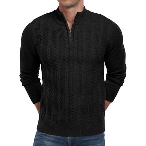 Askdeer Men's Quarter Zip Sweater Cable Knit Mock Turtleneck Sweater Long Sleeve Soft Casual Pullover Sweater in Kuwait