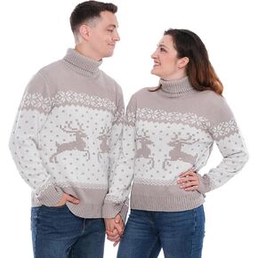 LUBOT Women Men Unisex Matching Couples Ugly Christmas Sweaters Family His and Hers Xmas Sweater Cute Tacky Pullover