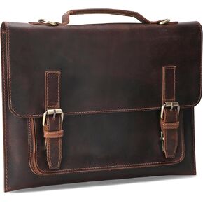 حقيبة كمبيوتر محمول من Leatherganic مقاس 14 بوصة، حقيبة كتف للاستخدام المكتبي، حقيبة كمبيوتر محمول من الجلد الطبيعي، حقيبة للرجال متوافقة مع MacBook Pro وAir (أسمر) in Kuwait