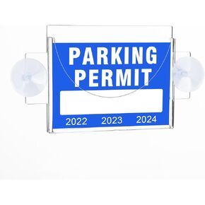 Parking Permit Holder for Car, Clear Car Business Card Holder with Suction Cup, Acrylic Car Windshield Sticker Holder (1PCS)