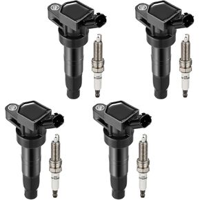 Set of 4 Ignition Coil Pack UF611 and Iridium Spark Plugs XP6203 Compatible with Hyundai Tucson Sonata Santa Fe Genesis Equus Kia Optima Sorento Borrego 2.4L 4.6L 5.0L L4 V8 C1667