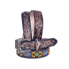 Western Beaded Genuine Leather Belt For Men and Women 30HQ102