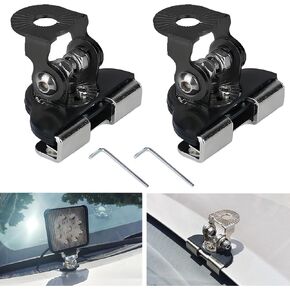 Pack-2 Car Led Light Bar Mounting Brackets, Waterproof Auto Light Holder Replacements, Adjustable Dome Light Clamp Holder Accessories, Universal for Most Vehicles (Black)