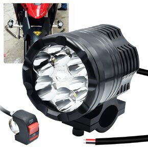 Motorcycle Led Driving Lights, 12-60V 18W 2500LM 6 LEDs Waterproof Off Road Work Light Spotlights With Switch, for ATV Bike Race 4x4Pickup Boat Truck Trailer.1-Pack (25W-6LEDs)
