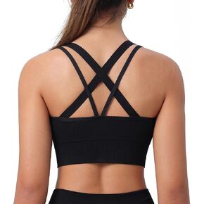 Sports Bra for Women, Wirefree Criss Cross Back Padded Medium Support Workout Yoga Workout Bra