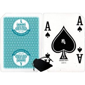 Wide Selection of LAS Vegas Downtown/Off-Strip Casino Table-Played Authentic Playing Card Decks with Black Velvet Cloth Pouch Bag (Golden Nugget (Gold))