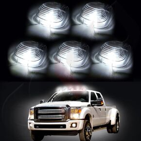cciyu 5x Cab Marker Light Clear Top Roof Running/Lens w/T10-5-5050-SMD White LED Bulbs Replacement Cab Marker Assembly Replacement fit for 1999-2015 Replacement fit For Ford F250 F350 F450