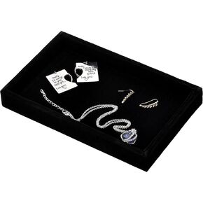 Jewelry Tray, Velvet Jewelry Tray Showcase Display Organizer for Ring Earring Necklace Pendants Bracelet (Black#1)