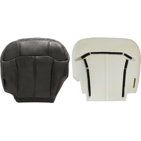 GXARTS Driver Side Bottom Lower Replacement Leather Seat Cover And Bottom Foam Cushion Pad Dark Graphite Gray #122 Fit For Chevy Silverado Avalanche Tahoe Suburban GMC Sierra Yukon 1999 2000 2001 2002
