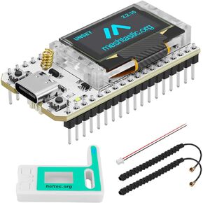 MakerFocus 2 Set ESP32 LoRa V3 Development Board with 915 MHz Antenna and Case Integrated WiFi Bluetooth SX1262 CP2102 0.96-inch OLED Display Type C for Meshtastic IoT Arduino Intelligent Scenes
