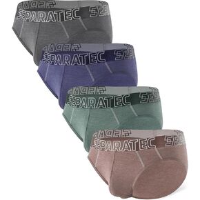 Separatec Men’s Underwear Briefs with Pouch Bulge Enhancing Moisture Wicking Rayon made from Bamboo Underwear Men 4 Pack