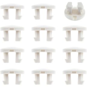 12 PCS White Tape Lock Plug Bottom Rail Cord Cover Button, Plastic Tape Lock Button Plug Horizontal Blinds Replacement Parts Blind Bottom Rail Lock Button for Faux Wood Blinds Bottom Rail Repair Parts