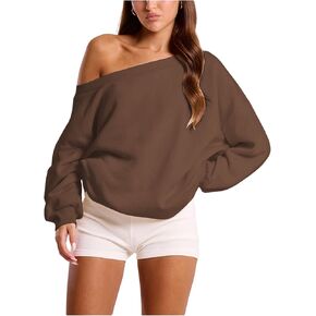 Women's Sweatshirts Off The Shoulder Long Sleeve Sweatshirt Drop Shoulder Oversized Pullover Tops in Saudi Arabia