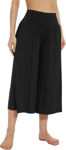 WiWi Women's Wide Leg Capri Pants Viscose from Bamboo Palazzo Lounge Bottoms with Pockets High Waist Pajama Bottom S-XXL in Saudi Arabia