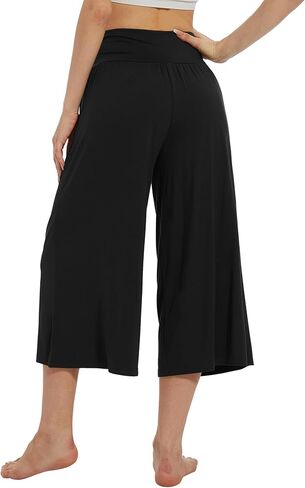 WiWi Women's Wide Leg Capri Pants Viscose from Bamboo Palazzo Lounge Bottoms with Pockets High Waist Pajama Bottom S-XXL in Saudi Arabia