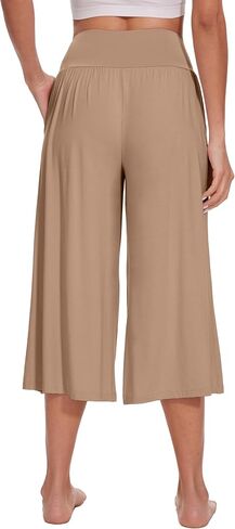 WiWi Women's Wide Leg Capri Pants Viscose from Bamboo Palazzo Lounge Bottoms with Pockets High Waist Pajama Bottom S-XXL in Saudi Arabia