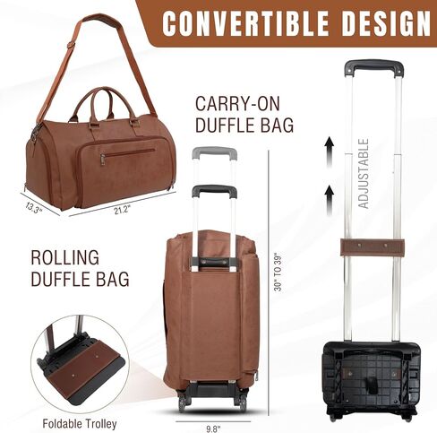 Rolling Garment Bag for Travel. Garment Duffle Bag Luggage Suit for Men and Women. 3 in 1 Carry-on Convertble Garment Bag with Wheels, Grate Gift, Rolling Garment Bag in Saudi Arabia