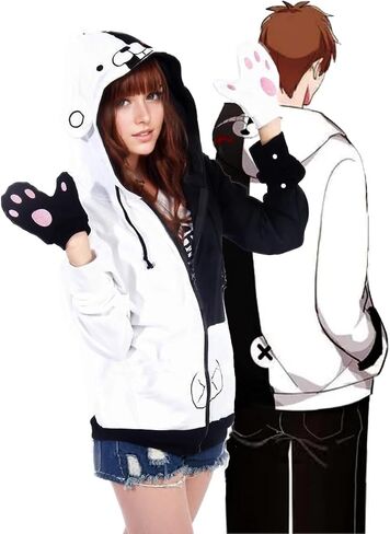 Unpifolov Black White Bear Hoodies Sweatshirts Anime Cosplay Zipper Jacket Unisex Long Sleeve Coat Uniform in Kuwait