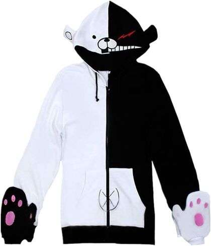 Unpifolov Black White Bear Hoodies Sweatshirts Anime Cosplay Zipper Jacket Unisex Long Sleeve Coat Uniform in Kuwait
