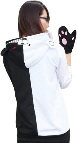 Unpifolov Black White Bear Hoodies Sweatshirts Anime Cosplay Zipper Jacket Unisex Long Sleeve Coat Uniform in Kuwait