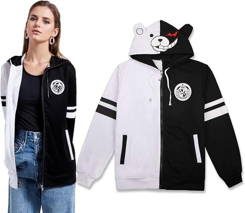 Unpifolov Black White Bear Hoodies Sweatshirts Anime Cosplay Zipper Jacket Unisex Long Sleeve Coat Uniform in Kuwait