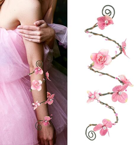 Renaissance Fairy Floral Arm Wrap - 1 PC Elf Bracelet with Blue Flower Woodland Forest Mother Nature Costume Elven Outfit Poison Ivy Accessories Renfaire Christmas Halloween Accessories for Women in Saudi Arabia
