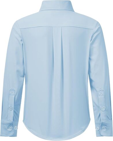 2T-16Y Boys' Stretch Long Sleeve Button Down Toddler Dress Shirt Wrinkle Free Oxford Uniform Shirt with Chest Pocket in Kuwait