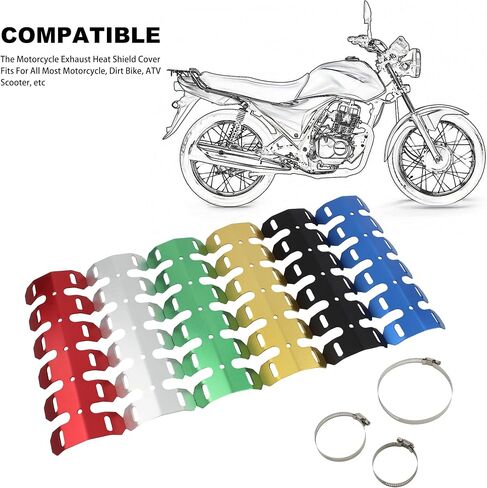 Motorcycle Metal Heat Shield Cover,Universal 9.8in Exhaust Pipe Anti Hot Ironing Tail Heat Shield Cover for All Off Road ATV Dirt Bike Racing(Blue) in Kuwait