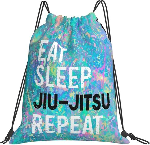Eat Sleep Jiu- Jitsu Repeat Drawstring Backpack Gym Sack Sports String Bag Drawstring Sackpack For Women Men in Kuwait