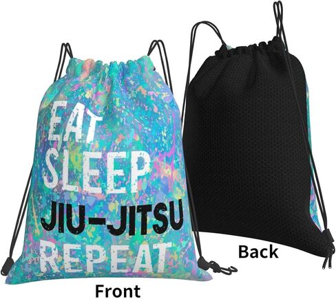 Eat Sleep Jiu- Jitsu Repeat Drawstring Backpack Gym Sack Sports String Bag Drawstring Sackpack For Women Men in Kuwait