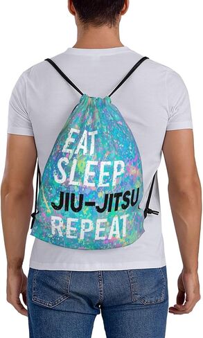 Eat Sleep Jiu- Jitsu Repeat Drawstring Backpack Gym Sack Sports String Bag Drawstring Sackpack For Women Men in Kuwait
