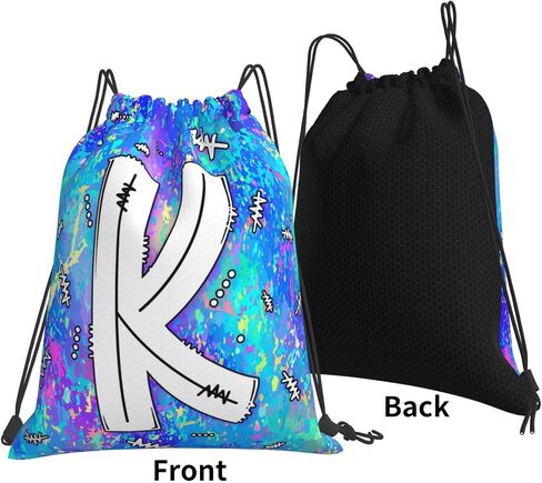 Drawstring Backpack Bag Sport Gym Sackpack Initial Blue Draw String Cinch Bags Bulk String Backpack Storage Bag for Women Men Letters J in Kuwait