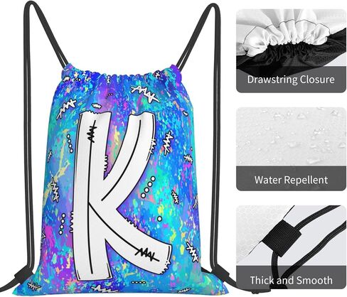 Drawstring Backpack Bag Sport Gym Sackpack Initial Blue Draw String Cinch Bags Bulk String Backpack Storage Bag for Women Men Letters J in Kuwait