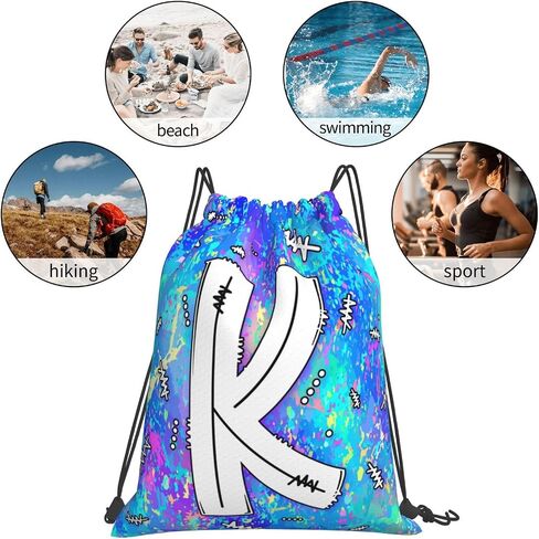 Drawstring Backpack Bag Sport Gym Sackpack Initial Blue Draw String Cinch Bags Bulk String Backpack Storage Bag for Women Men Letters J in Kuwait