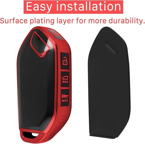 for kia Key Fob Cover with keychian,TPU Protection Key Case Compatible with 2023 2024 Telluride EV5 Smart Remote Key(Red,5 Button) in Kuwait