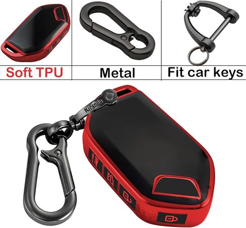 for kia Key Fob Cover with keychian,TPU Protection Key Case Compatible with 2023 2024 Telluride EV5 Smart Remote Key(Red,5 Button) in Kuwait