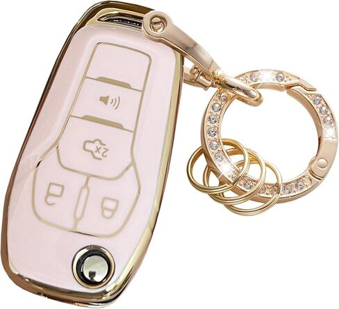 for Ford Key Fob Cover Key Protective Flip Key Shell Holder Fit for Ford Fusion 2013 2014 2015 2016 N5F-A08TAA 164-R7986 5924003 (Pink) in Saudi Arabia