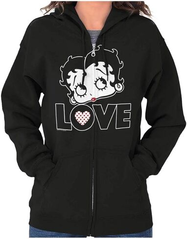 Brisco Brands Betty Boop Love Cute Girly Cartoon Zip Hoodie Sweatshirt Women in Saudi Arabia