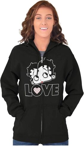 Brisco Brands Betty Boop Love Cute Girly Cartoon Zip Hoodie Sweatshirt Women in Saudi Arabia