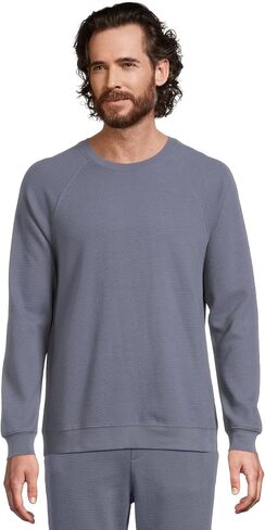 Barefoot Dreams Men's Malibu Collection Waffle Knit Raglan Pullover in Saudi Arabia