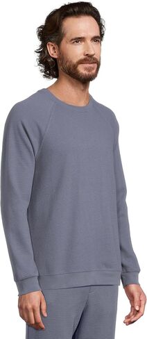 Barefoot Dreams Men's Malibu Collection Waffle Knit Raglan Pullover in Saudi Arabia