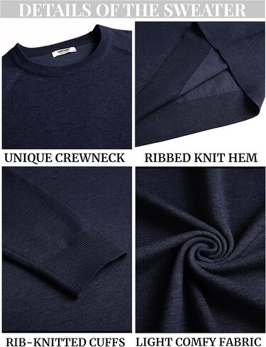 COOFANDY Men's Crewneck Sweater Casual Dress Pullover Sweater Slim Fit Lightweight Long Sleeve Raglan Sweaters in Saudi Arabia
