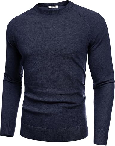 COOFANDY Men's Crewneck Sweater Casual Dress Pullover Sweater Slim Fit Lightweight Long Sleeve Raglan Sweaters in Saudi Arabia