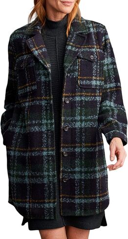 Tribal Women's Boucle Plaid Jacket Flap-top Patch Chest Pockets with Notch Collar in Saudi Arabia
