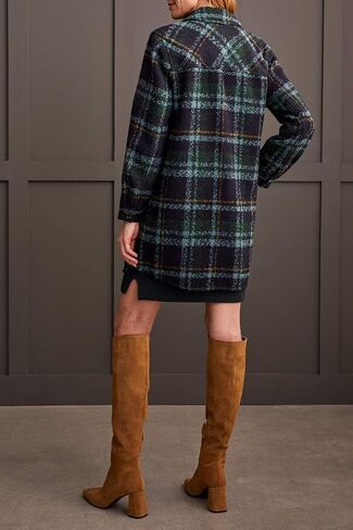 Tribal Women's Boucle Plaid Jacket Flap-top Patch Chest Pockets with Notch Collar in Saudi Arabia